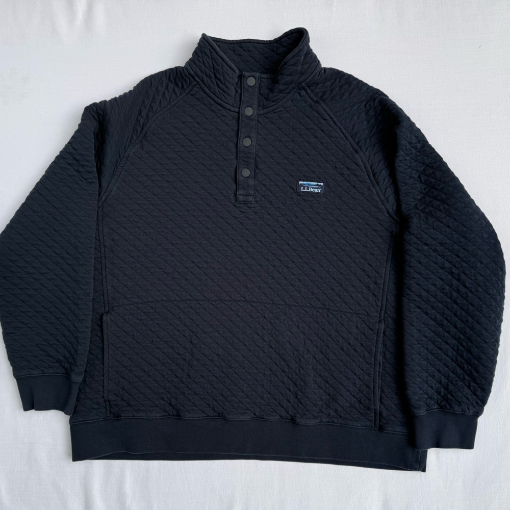 L.L.Bean Men’s Quilted Mockneck Sweatshirt – Classic Navy – XL